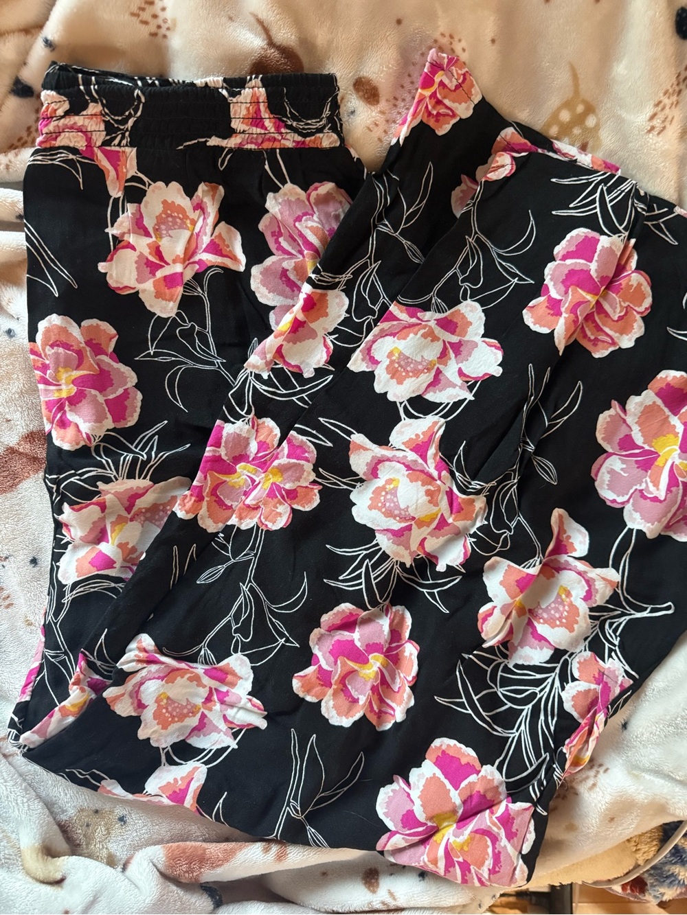 Floral Black & Pink Women’s Pants